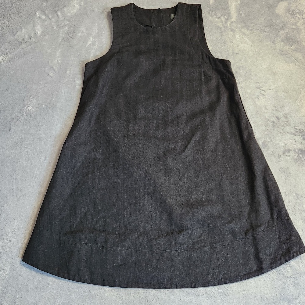 Rag & Bone Rosalind Black Cotton Linen Trapeze Dress XS Pockets Mini Swing